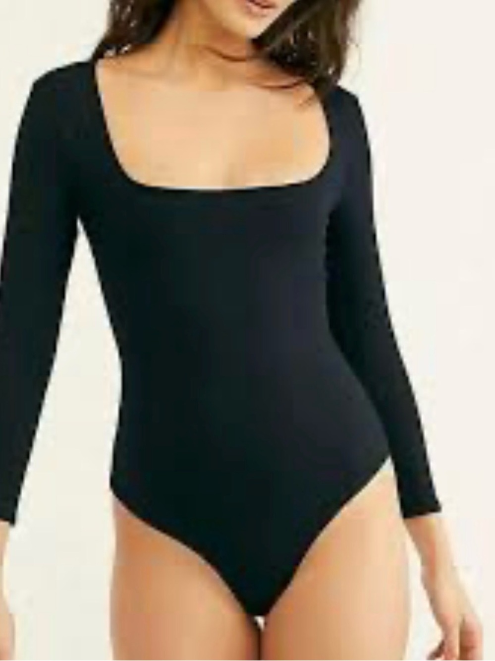 Intimately Free People Truth or Square Bodysuit Black Long Sleeve
